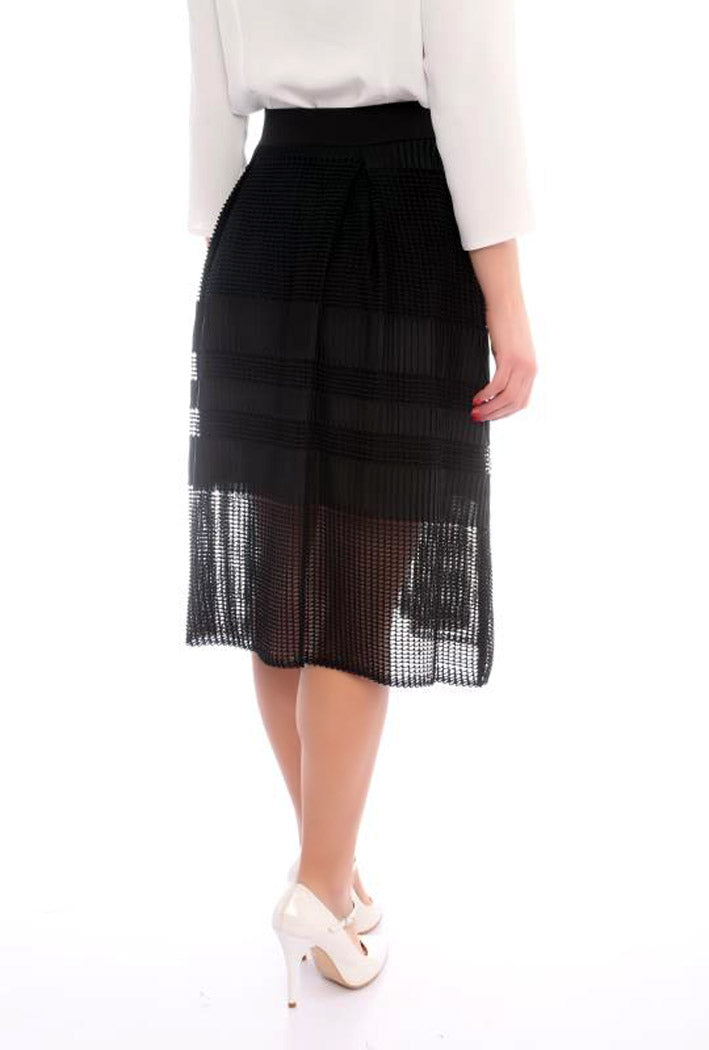 A-line, black skirt