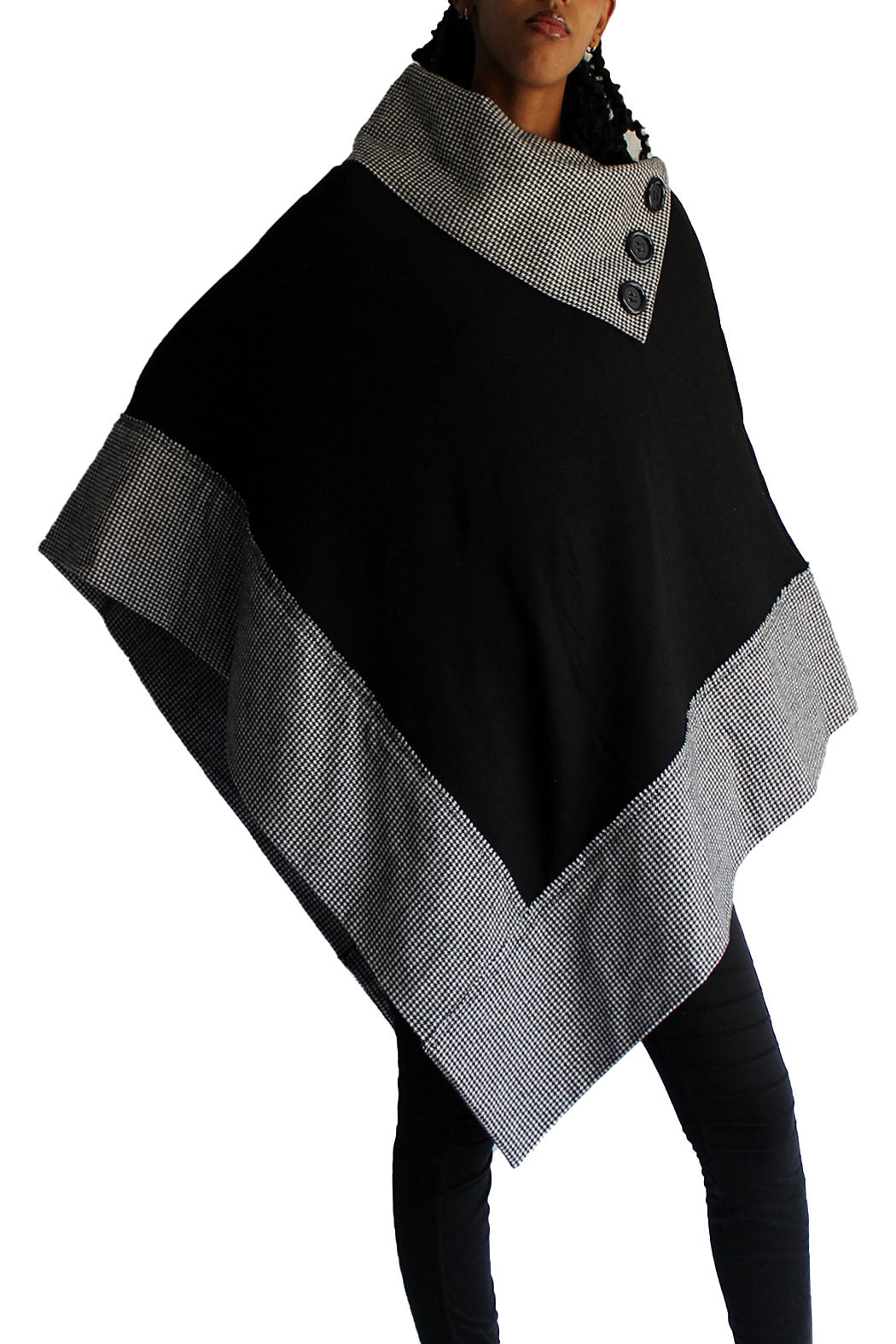 LONG TWO-TONE PONCHO