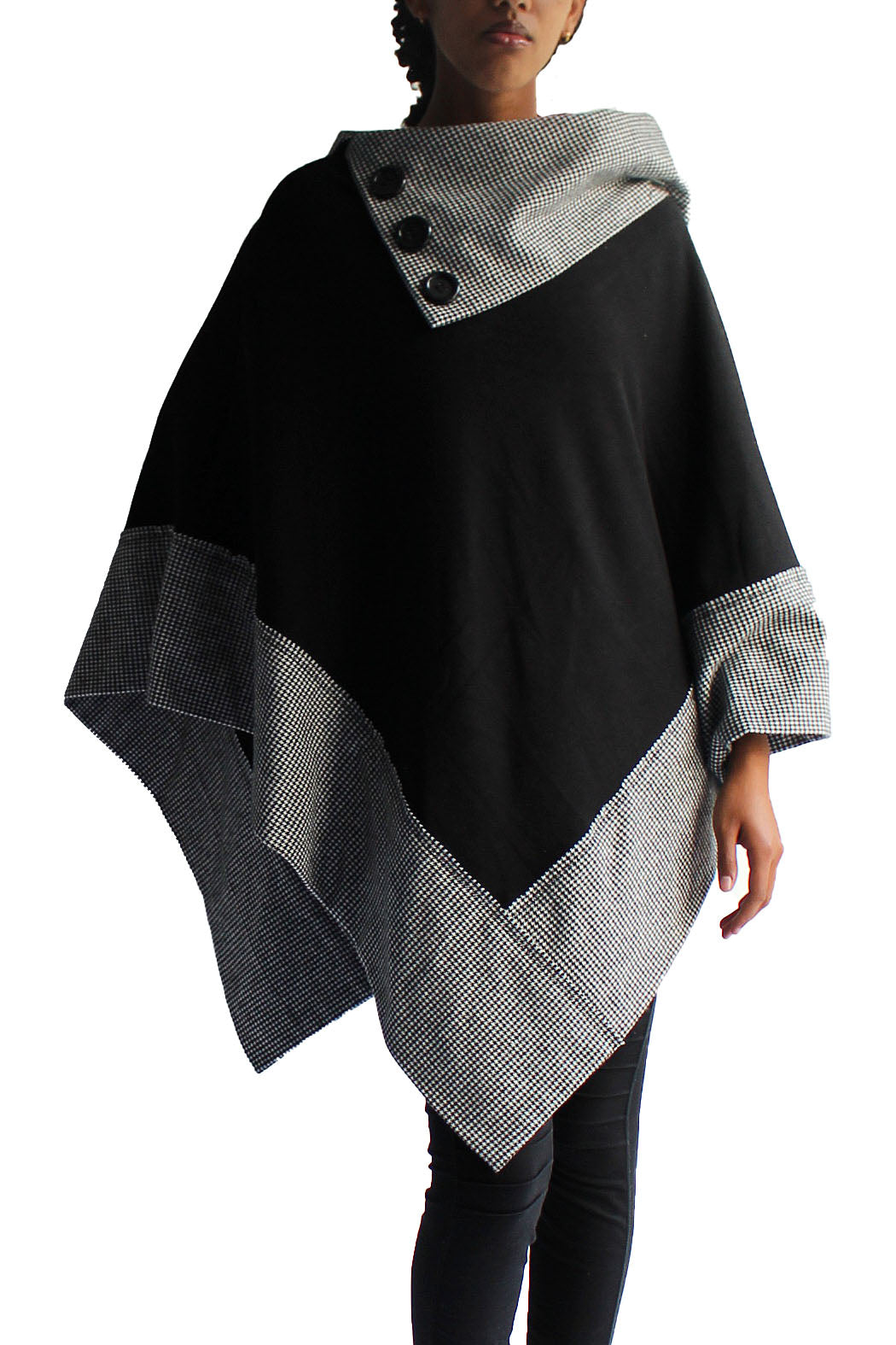 LONG TWO-TONE PONCHO