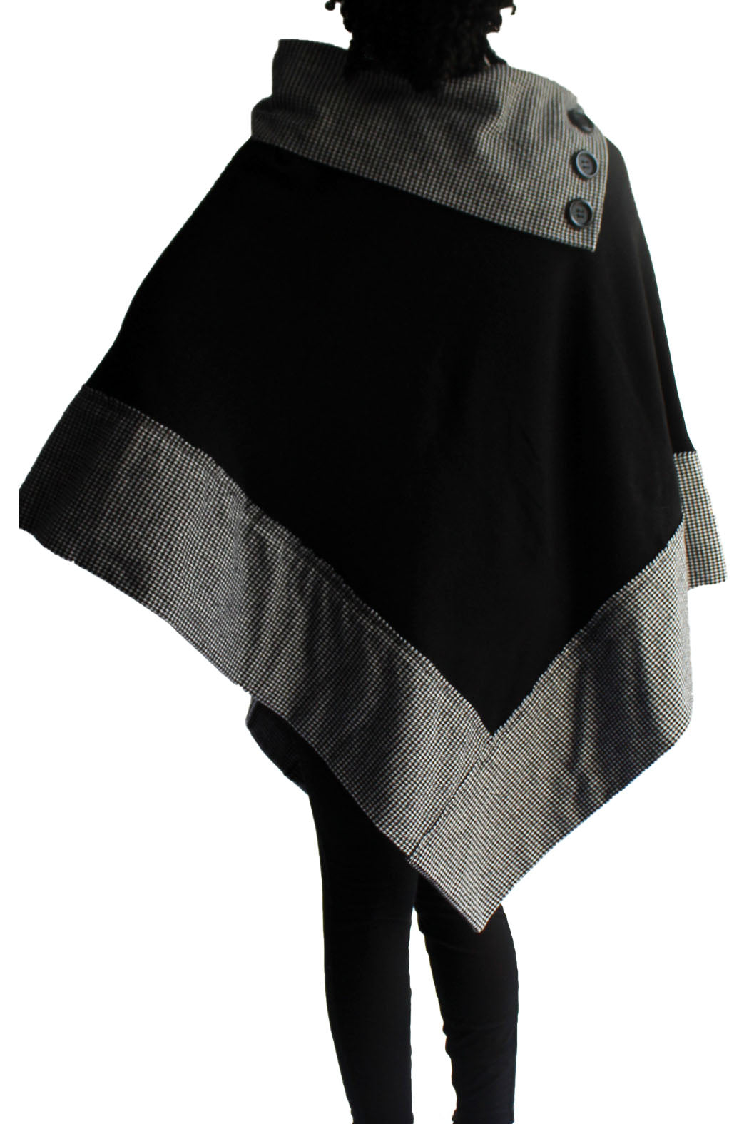 LONG TWO-TONE PONCHO