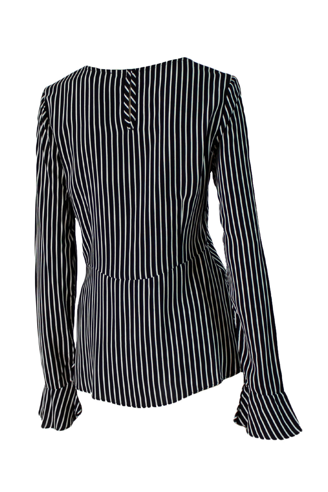 Long sleeve top, striped blouse, tie detail