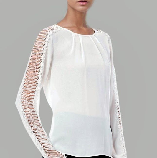 LACE TRIM BLOUSE - Marvy Fashion Boutique