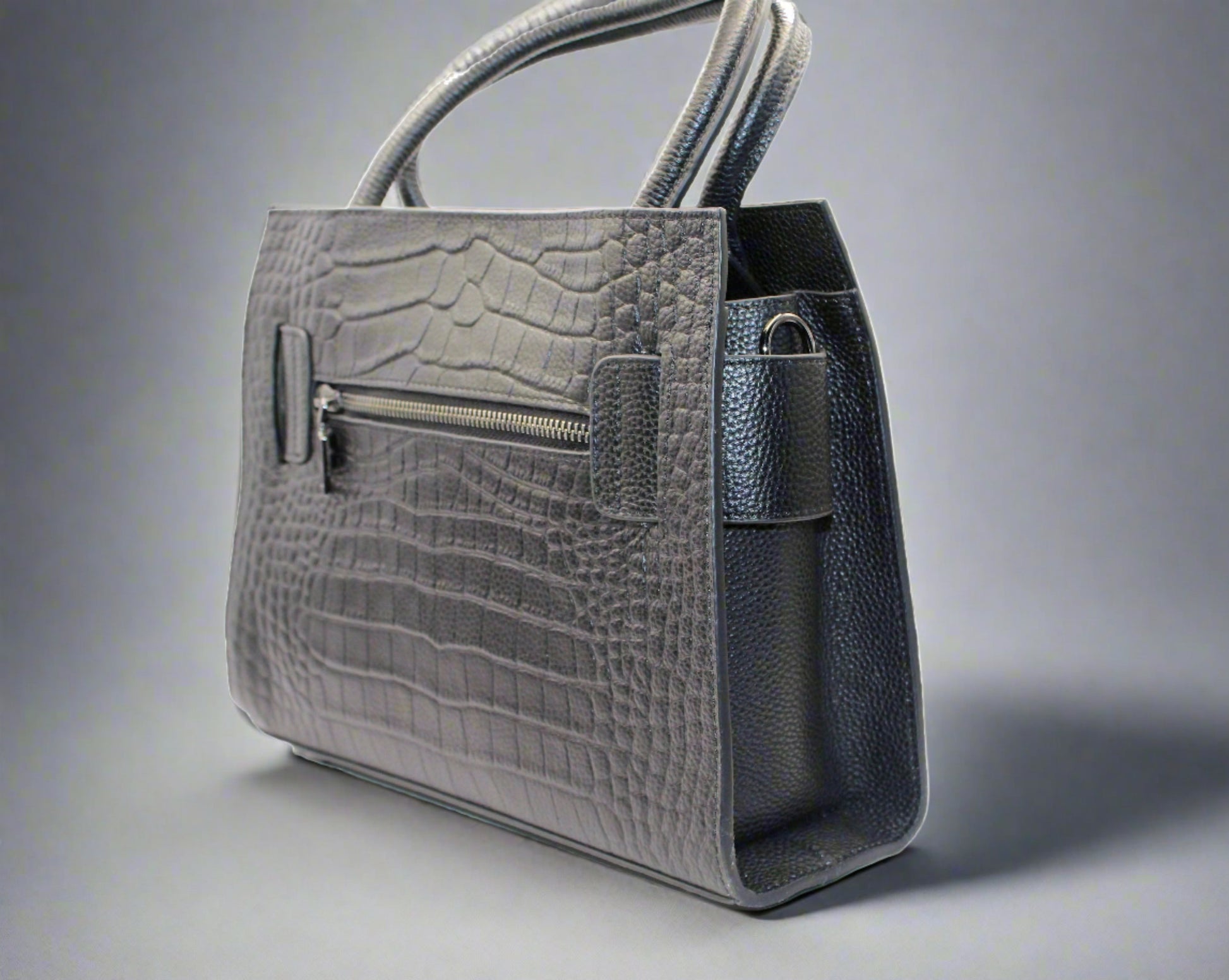 Crocodile-embossed  leather  handbag