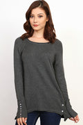 Side Button Sweater - Marvy Fashion Boutique