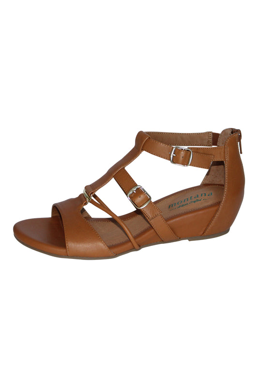 Montana T-Strap Leather Wedges