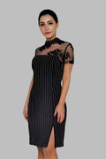 MESH INSERT STRIP DRESS - Marvy Fashion Boutique