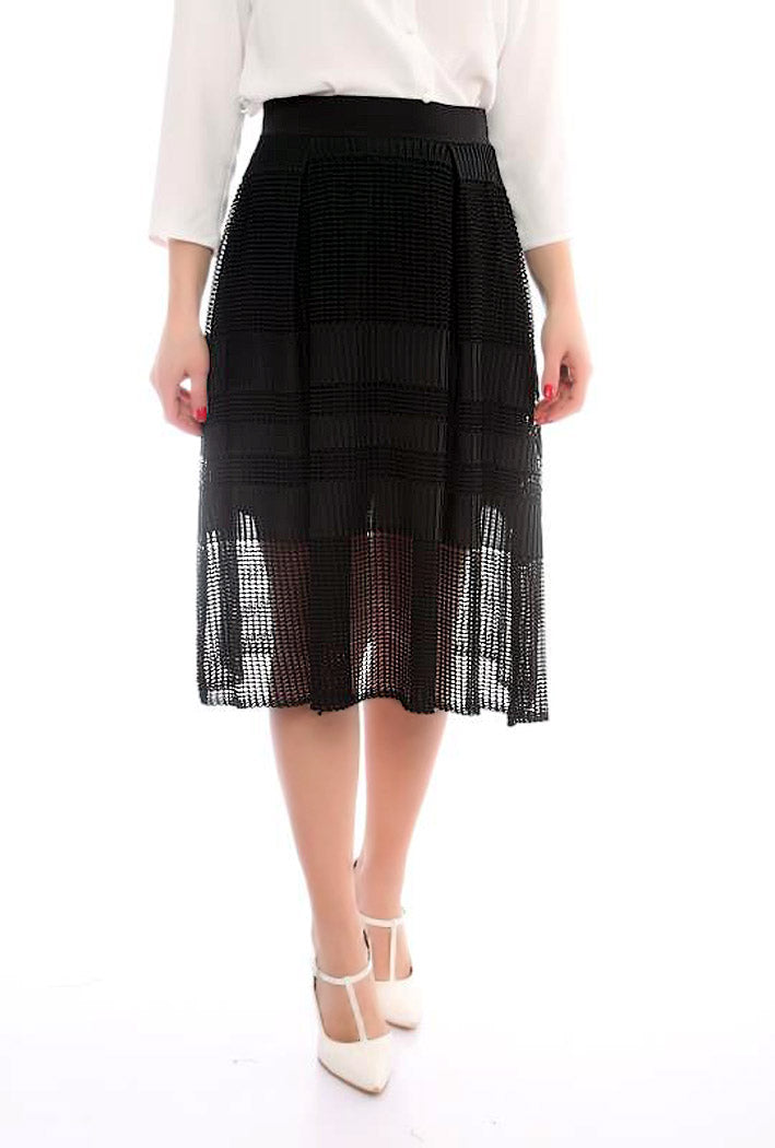 A-line, black skirt