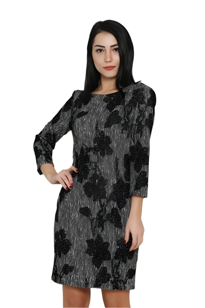 Flower printed dress, Three quarter sleeves, Mini dress
