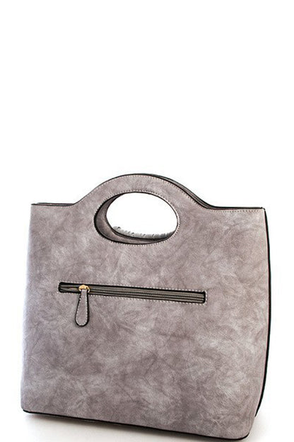 stud embellished, fringed satchel, handbag