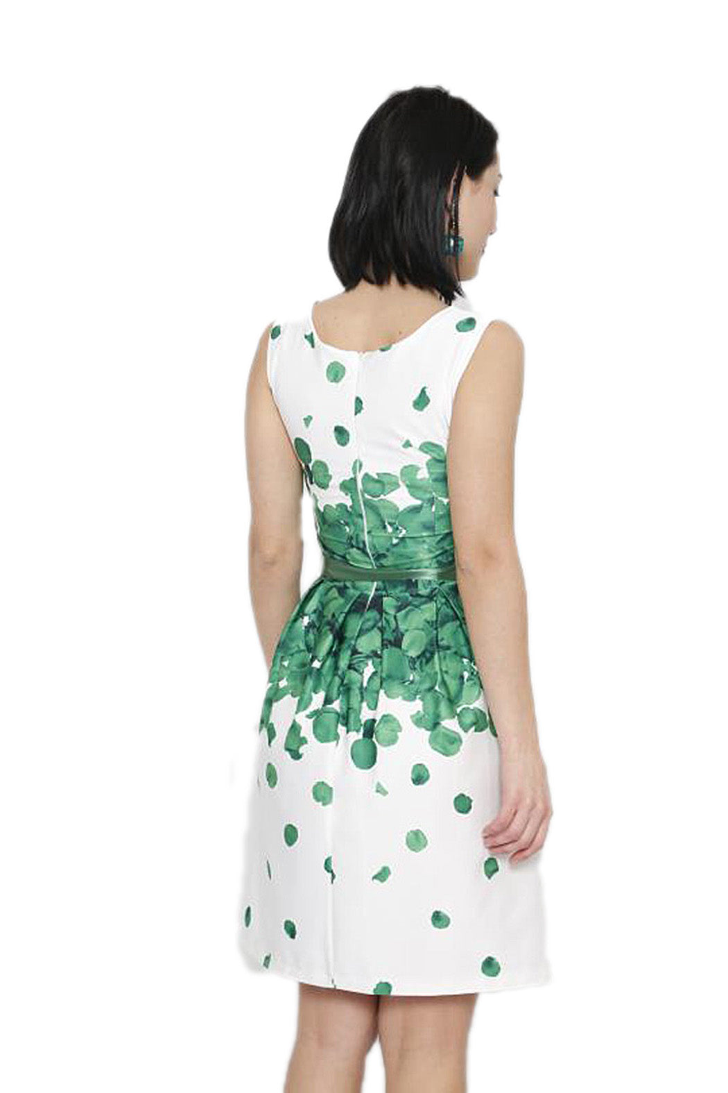 Green flower print mini dress