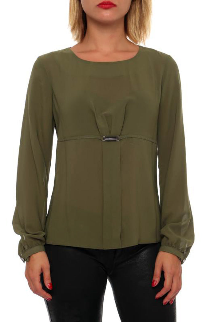 Olive blouse, long sleeve 