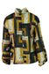 Geo printed blouse, long sleeves, mock neckline  with keyhole detail
